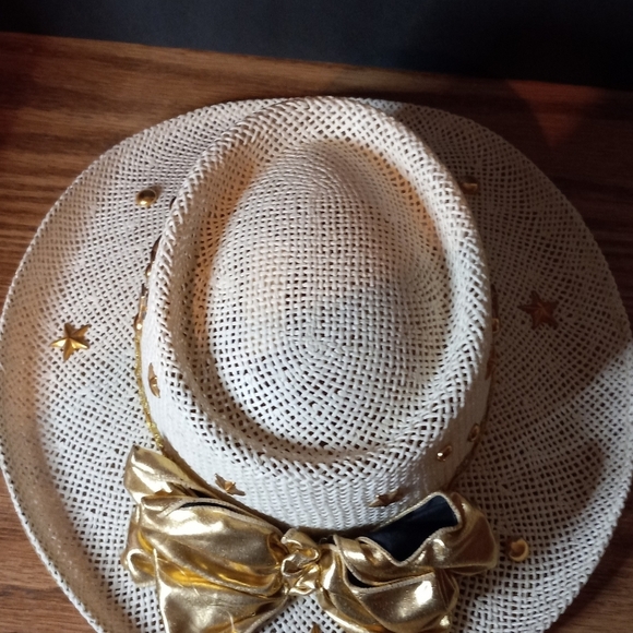 Womens Size Medium Gold Embellished Fedora Hat, by Hats by Sue, Scottsdale AZ. main image 7